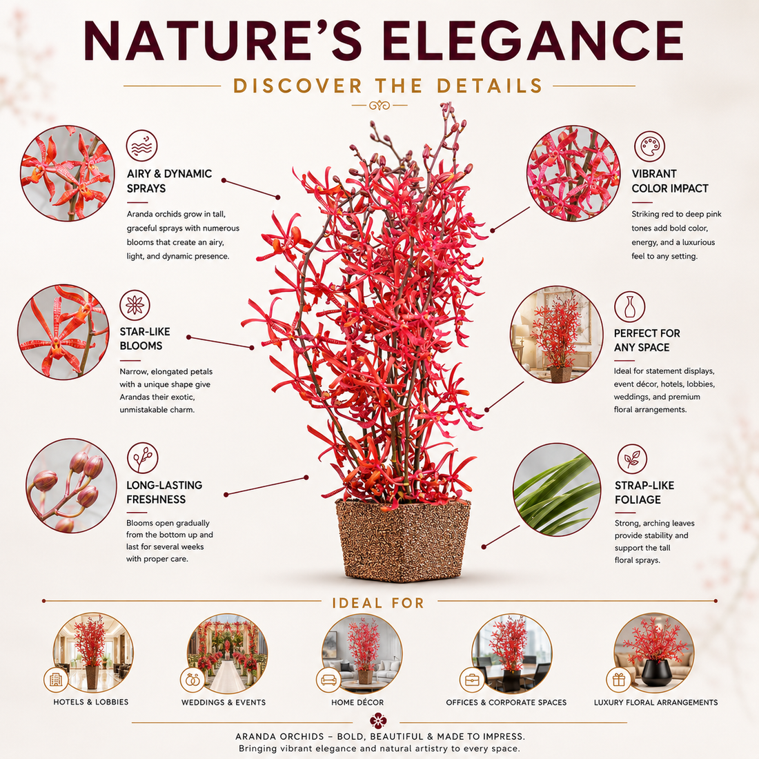 AB Red Flowers – 10 Stems for Decoration