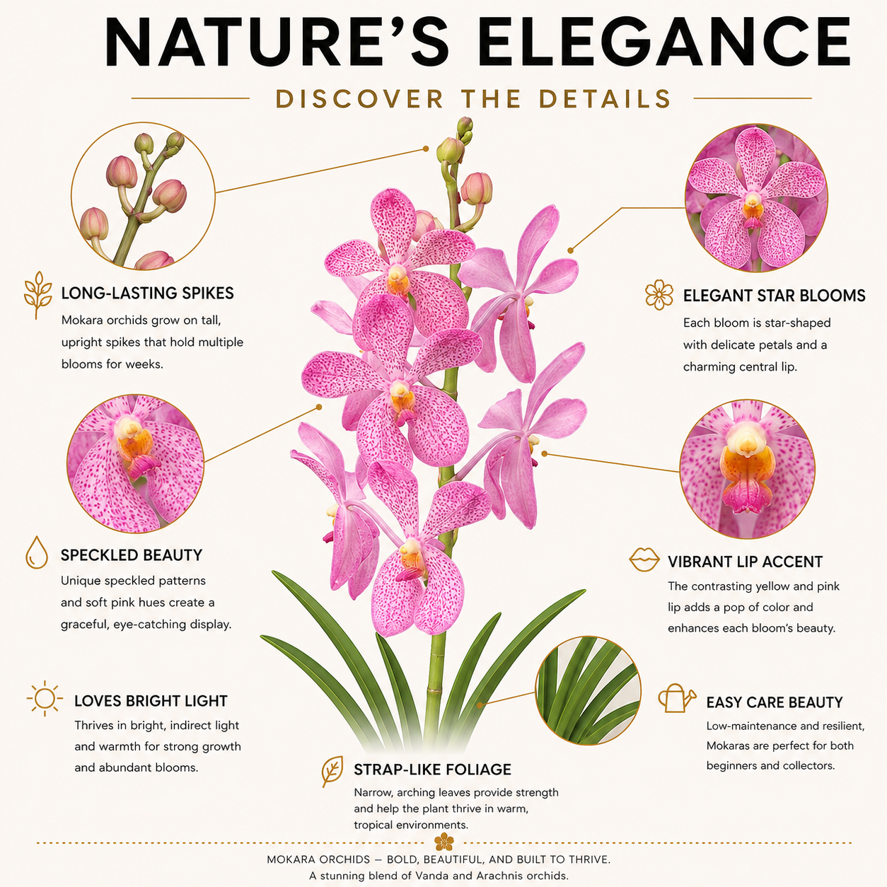 CK Pink Mokara Orchids – 10 Premium Fresh Flowers for Decorations