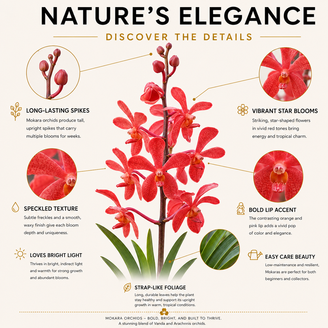 DN Red Orchids – 10 Stems Fresh Premium Flowers